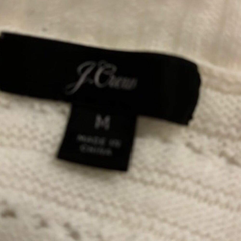 J Crew Knit Ivory Feminine Crewneck Sweater Ruffles EUC Med - Picture 4 of 5